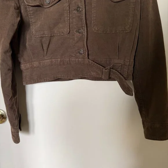 Free People Everlyn Moss Green Button Front Crop Jacket XS - Picture 4 of 7
